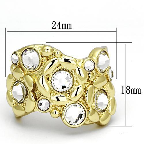 TK856 - IP Gold(Ion Plating) Stainless Steel Ring with Top Grade Crystal  in Clear-1