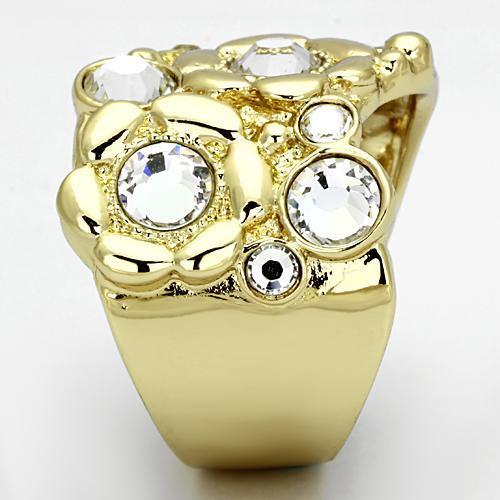 TK856 - IP Gold(Ion Plating) Stainless Steel Ring with Top Grade Crystal  in Clear-3