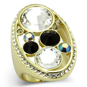 TK857 - IP Gold(Ion Plating) Stainless Steel Ring with Top Grade Crystal  in Multi Color-0