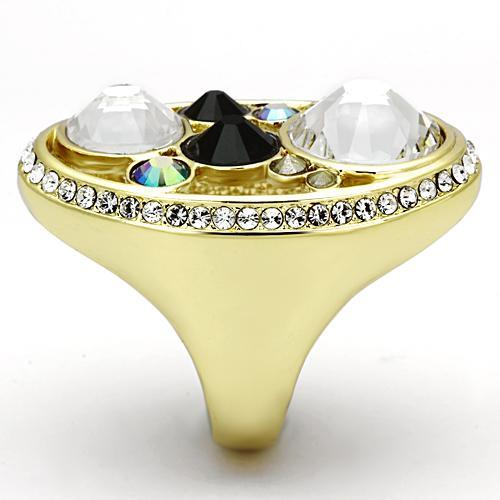 TK857 - IP Gold(Ion Plating) Stainless Steel Ring with Top Grade Crystal  in Multi Color-3