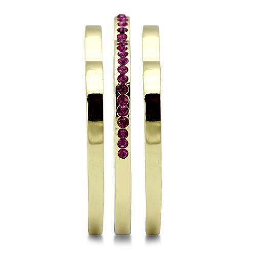 TK863 - IP Gold(Ion Plating) Stainless Steel Ring with Top Grade Crystal  in Fuchsia-3