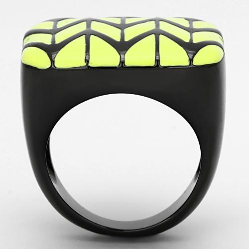 TK872 - IP Black(Ion Plating) Stainless Steel Ring with Epoxy  in Topaz-2
