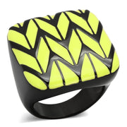 TK872 - IP Black(Ion Plating) Stainless Steel Ring with Epoxy  in Topaz-0