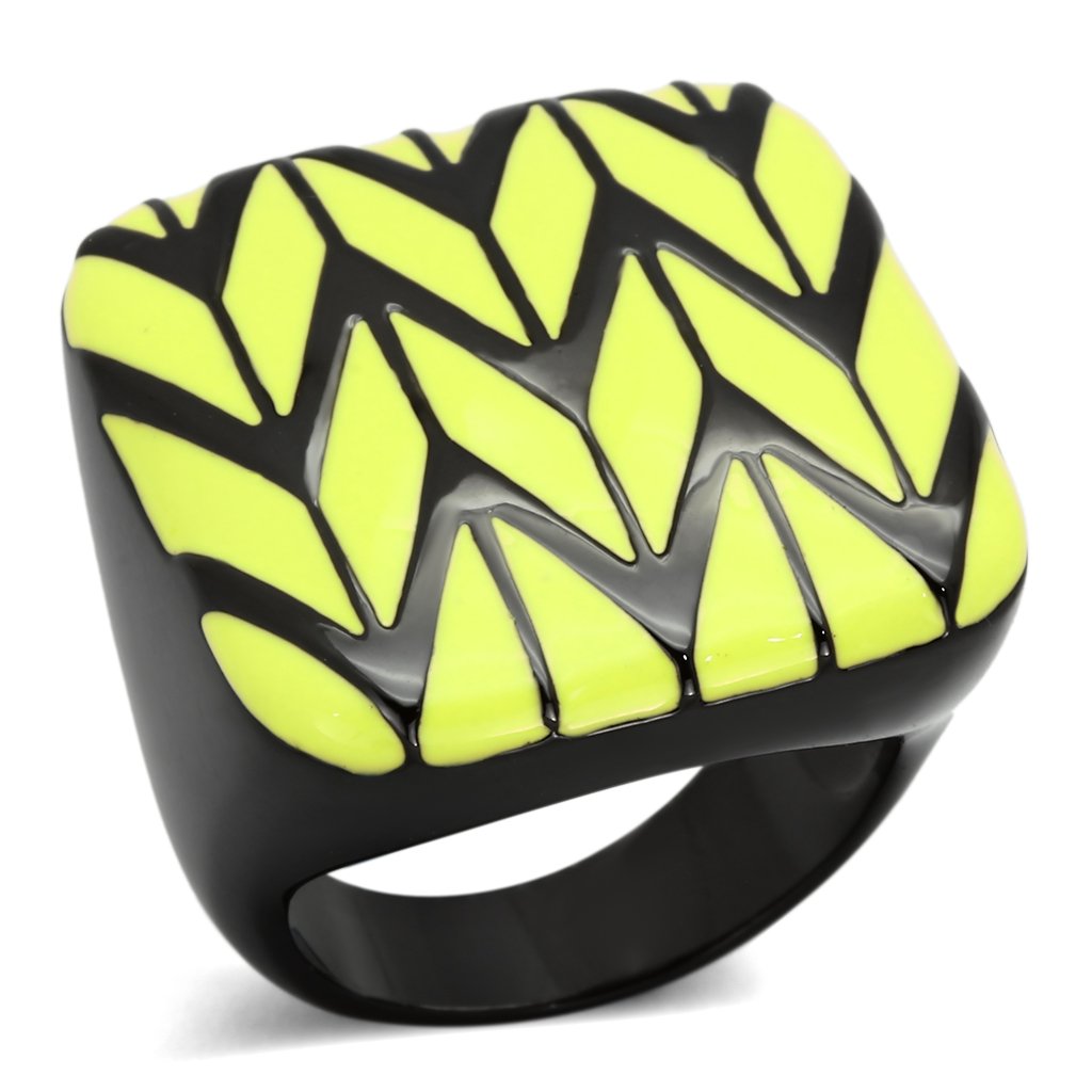 TK872 - IP Black(Ion Plating) Stainless Steel Ring with Epoxy  in Topaz-0