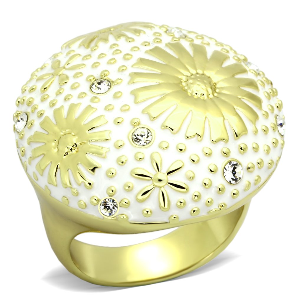 TK875 - IP Gold(Ion Plating) Stainless Steel Ring with Top Grade Crystal  in Clear-0