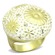 TK875 - IP Gold(Ion Plating) Stainless Steel Ring with Top Grade Crystal  in Clear-0