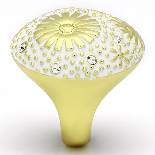 TK875 - IP Gold(Ion Plating) Stainless Steel Ring with Top Grade Crystal  in Clear-3