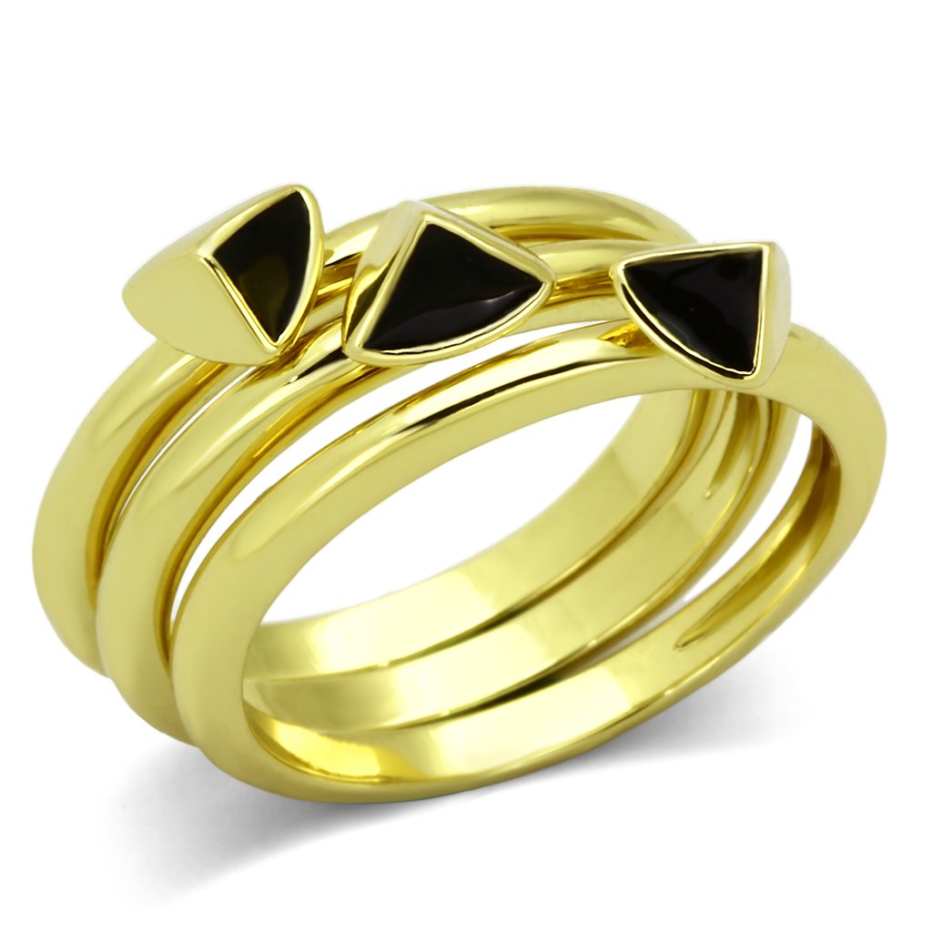 TK876 - IP Gold(Ion Plating) Stainless Steel Ring with Epoxy  in Jet-0