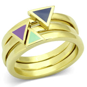 TK877 - IP Gold(Ion Plating) Stainless Steel Ring with Epoxy  in Multi Color-0