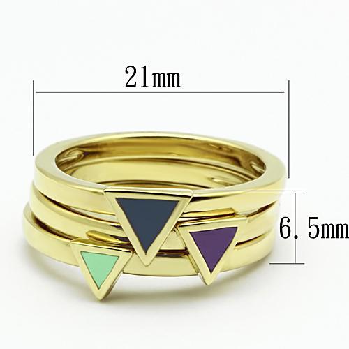 TK877 - IP Gold(Ion Plating) Stainless Steel Ring with Epoxy  in Multi Color-1