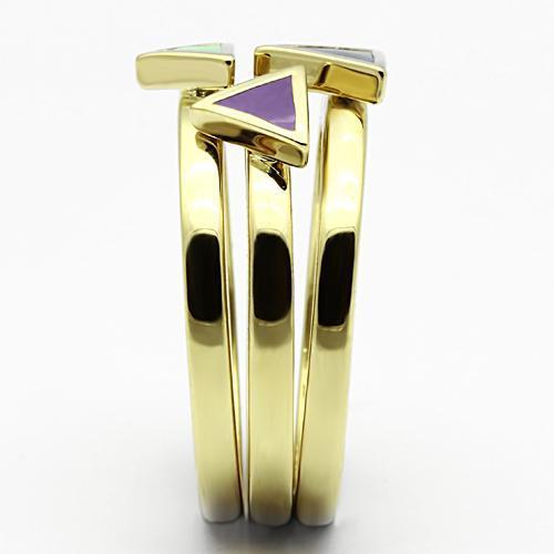 TK877 - IP Gold(Ion Plating) Stainless Steel Ring with Epoxy  in Multi Color-3