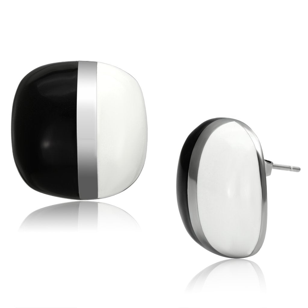 TK898 - High polished (no plating) Stainless Steel Earrings with Epoxy  in Multi Color-0