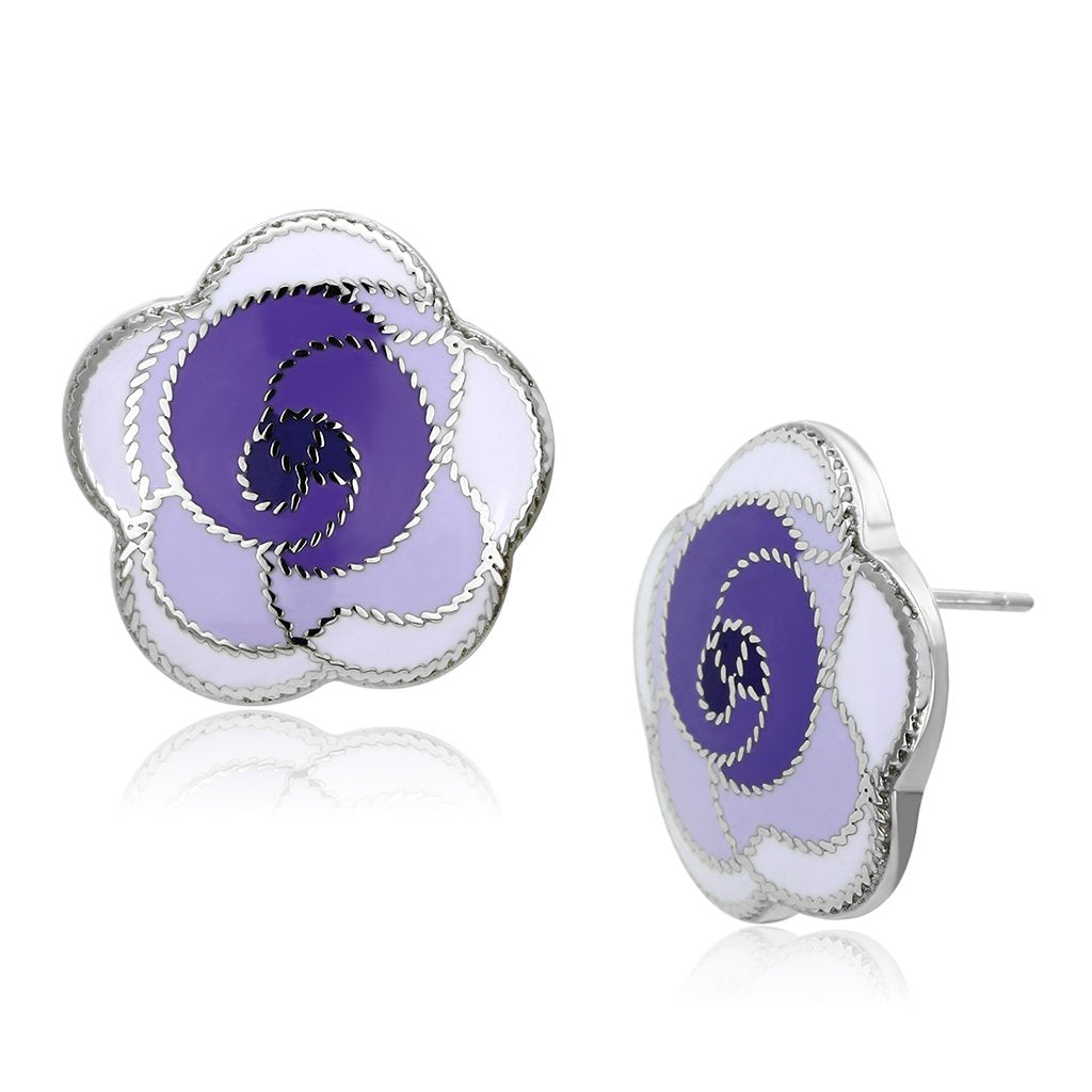 TK903 - High polished (no plating) Stainless Steel Earrings with Epoxy  in Multi Color-0