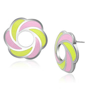 TK904 - High polished (no plating) Stainless Steel Earrings with Epoxy  in Multi Color-0