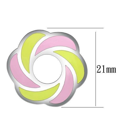 TK904 - High polished (no plating) Stainless Steel Earrings with Epoxy  in Multi Color-1