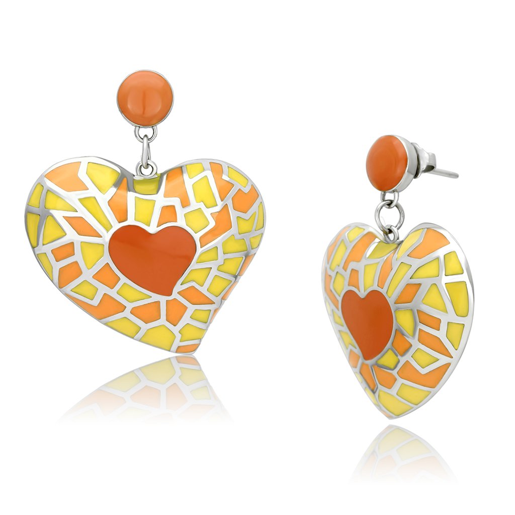 TK911 - High polished (no plating) Stainless Steel Earrings with Epoxy  in Multi Color-0