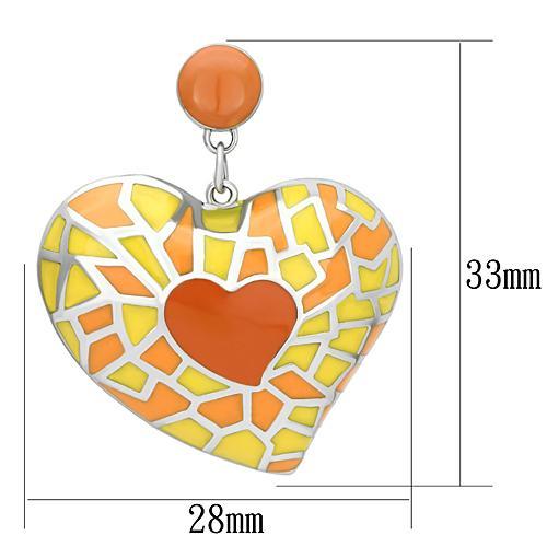 TK911 - High polished (no plating) Stainless Steel Earrings with Epoxy  in Multi Color-1