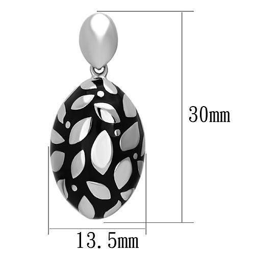 TK912 - High polished (no plating) Stainless Steel Earrings with Epoxy  in Jet-1