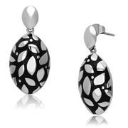 TK912 - High polished (no plating) Stainless Steel Earrings with Epoxy  in Jet-0