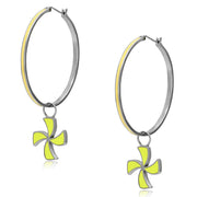 TK914 - High polished (no plating) Stainless Steel Earrings with Epoxy  in Multi Color-0