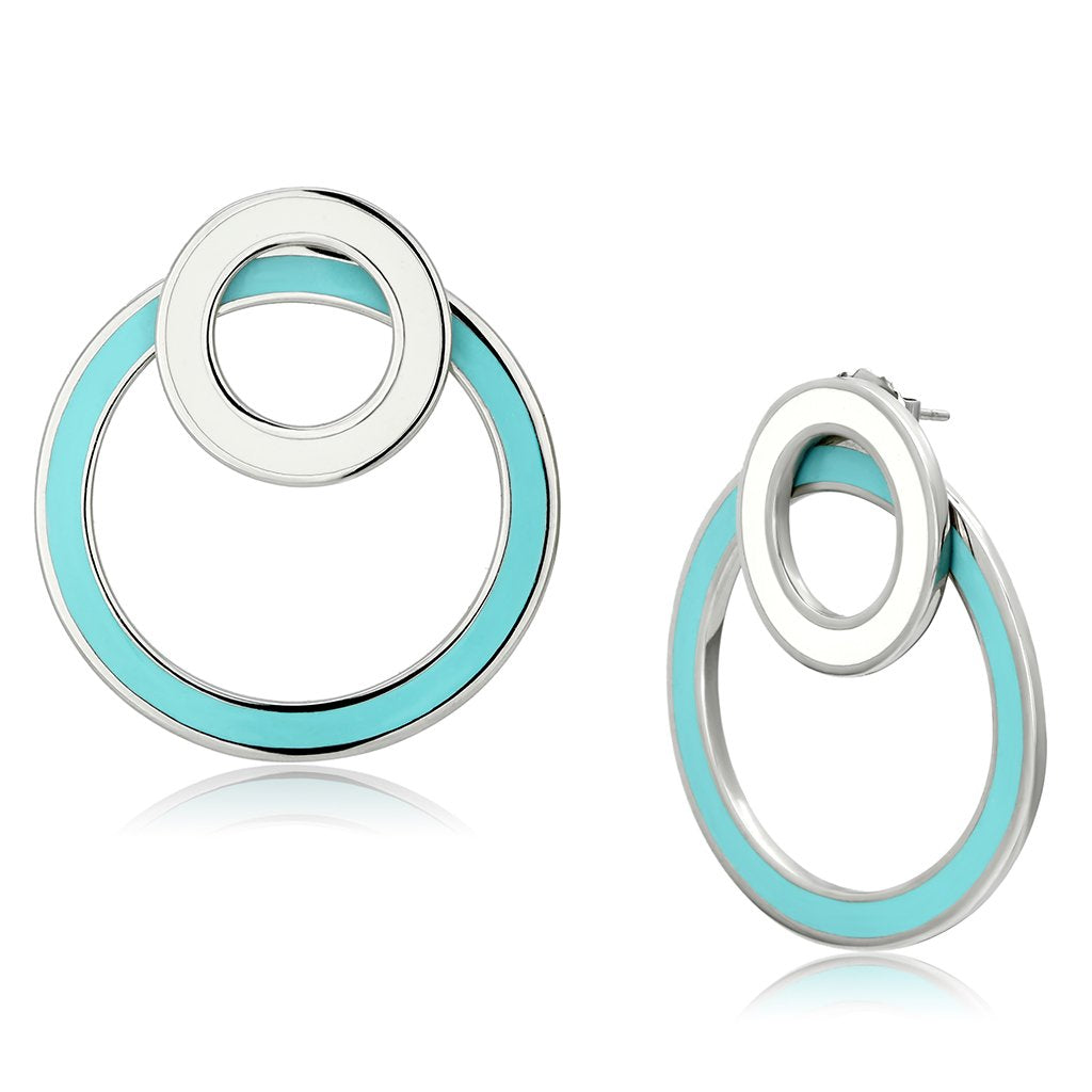 TK916 - High polished (no plating) Stainless Steel Earrings with Epoxy  in Multi Color-0