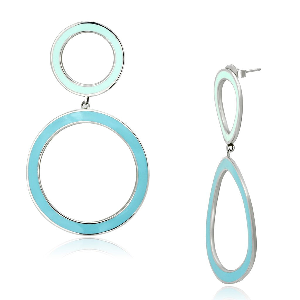 TK917 - High polished (no plating) Stainless Steel Earrings with Epoxy  in Multi Color-0
