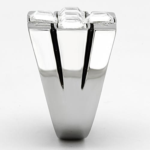 TK919 - High polished (no plating) Stainless Steel Ring with Top Grade Crystal  in Clear-3