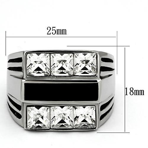TK920 - High polished (no plating) Stainless Steel Ring with Top Grade Crystal  in Clear-1