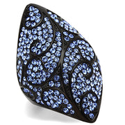 TK949 - IP Black(Ion Plating) Stainless Steel Ring with Top Grade Crystal  in Sapphire-0