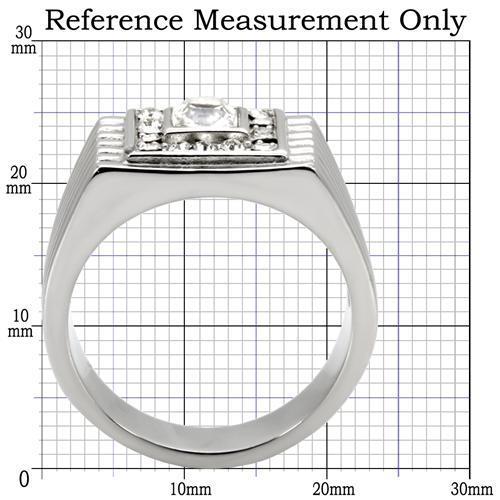 TK95312 - High polished (no plating) Stainless Steel Ring with Top Grade Crystal  in Clear-1