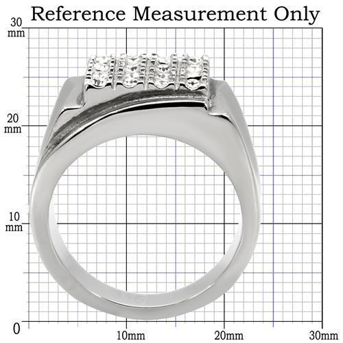 TK95409 - High polished (no plating) Stainless Steel Ring with Top Grade Crystal  in Clear-1