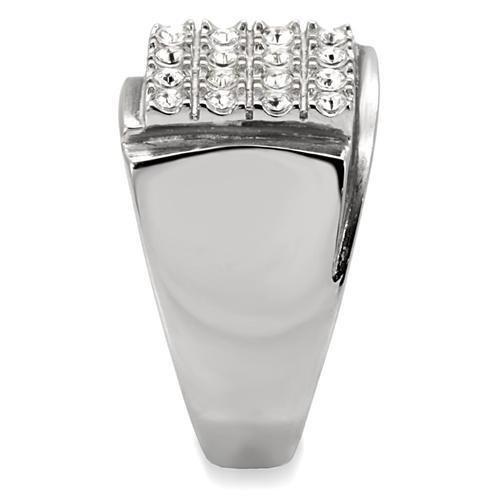 TK95409 - High polished (no plating) Stainless Steel Ring with Top Grade Crystal  in Clear-4