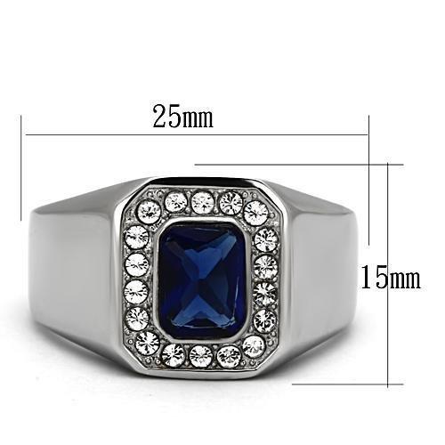 TK954 - High polished (no plating) Stainless Steel Ring with Synthetic Synthetic Glass in Montana-1