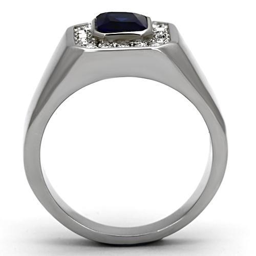 TK954 - High polished (no plating) Stainless Steel Ring with Synthetic Synthetic Glass in Montana-2