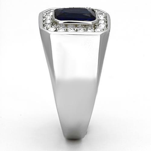 TK954 - High polished (no plating) Stainless Steel Ring with Synthetic Synthetic Glass in Montana-3