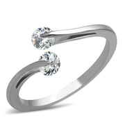 TK995 - High polished (no plating) Stainless Steel Ring with AAA Grade CZ  in Clear-0