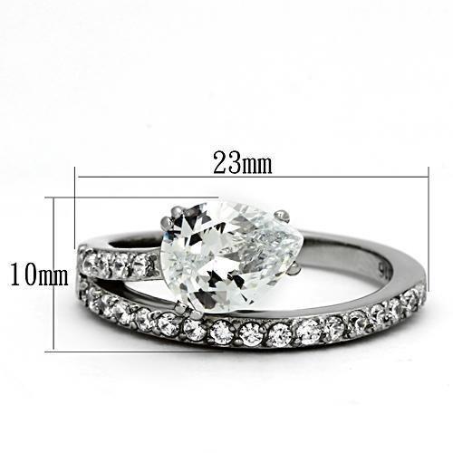 TK998 - High polished (no plating) Stainless Steel Ring with AAA Grade CZ  in Clear-1