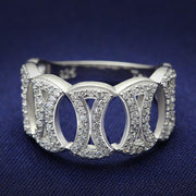 TS009 - Rhodium 925 Sterling Silver Ring with AAA Grade CZ  in Clear-0