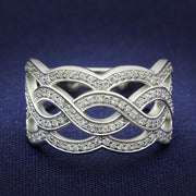 TS010 - Rhodium 925 Sterling Silver Ring with AAA Grade CZ  in Clear-0