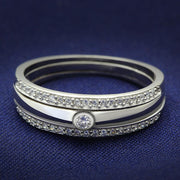 TS013 - Rhodium 925 Sterling Silver Ring with AAA Grade CZ  in Clear-0