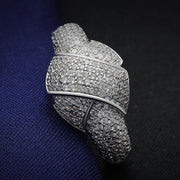 TS016 - Rhodium 925 Sterling Silver Ring with AAA Grade CZ  in Clear-0