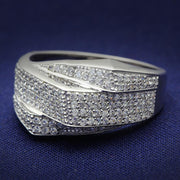 TS018 - Rhodium 925 Sterling Silver Ring with AAA Grade CZ  in Clear-0
