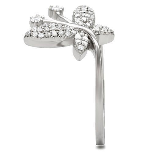 TS021 - Rhodium 925 Sterling Silver Ring with AAA Grade CZ  in Clear-4