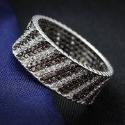 TS023 - Rhodium + Ruthenium 925 Sterling Silver Ring with AAA Grade CZ  in Brown-0