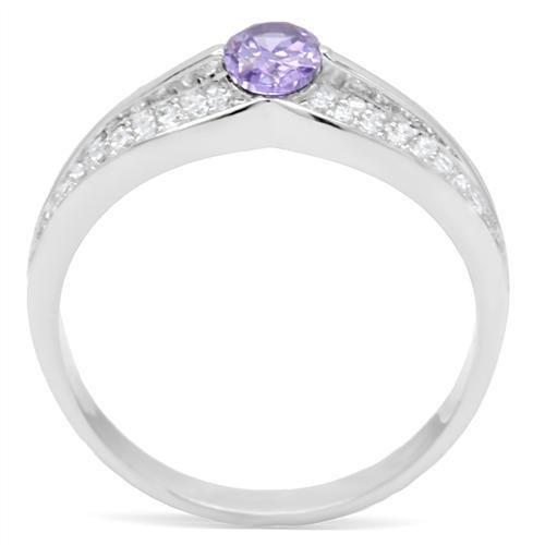 TS025 - Rhodium 925 Sterling Silver Ring with AAA Grade CZ  in Tanzanite-3