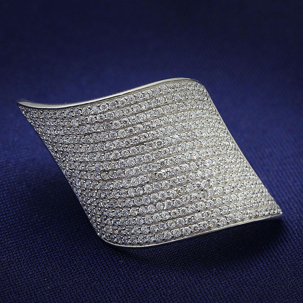 TS027 - Rhodium 925 Sterling Silver Ring with AAA Grade CZ  in Clear-0