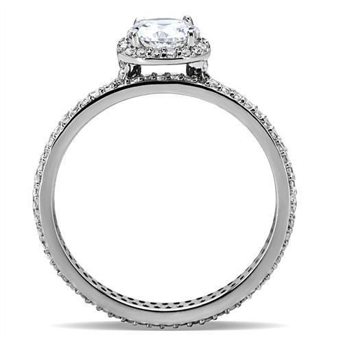 TS028 - Rhodium 925 Sterling Silver Ring with AAA Grade CZ  in Clear-3