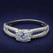 TS029 - Rhodium 925 Sterling Silver Ring with AAA Grade CZ  in Clear-0