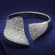 TS032 - Rhodium 925 Sterling Silver Ring with AAA Grade CZ  in Clear-0