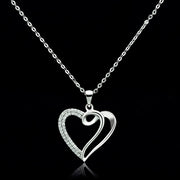 TS035 - Rhodium 925 Sterling Silver Necklace with AAA Grade CZ  in Clear-0